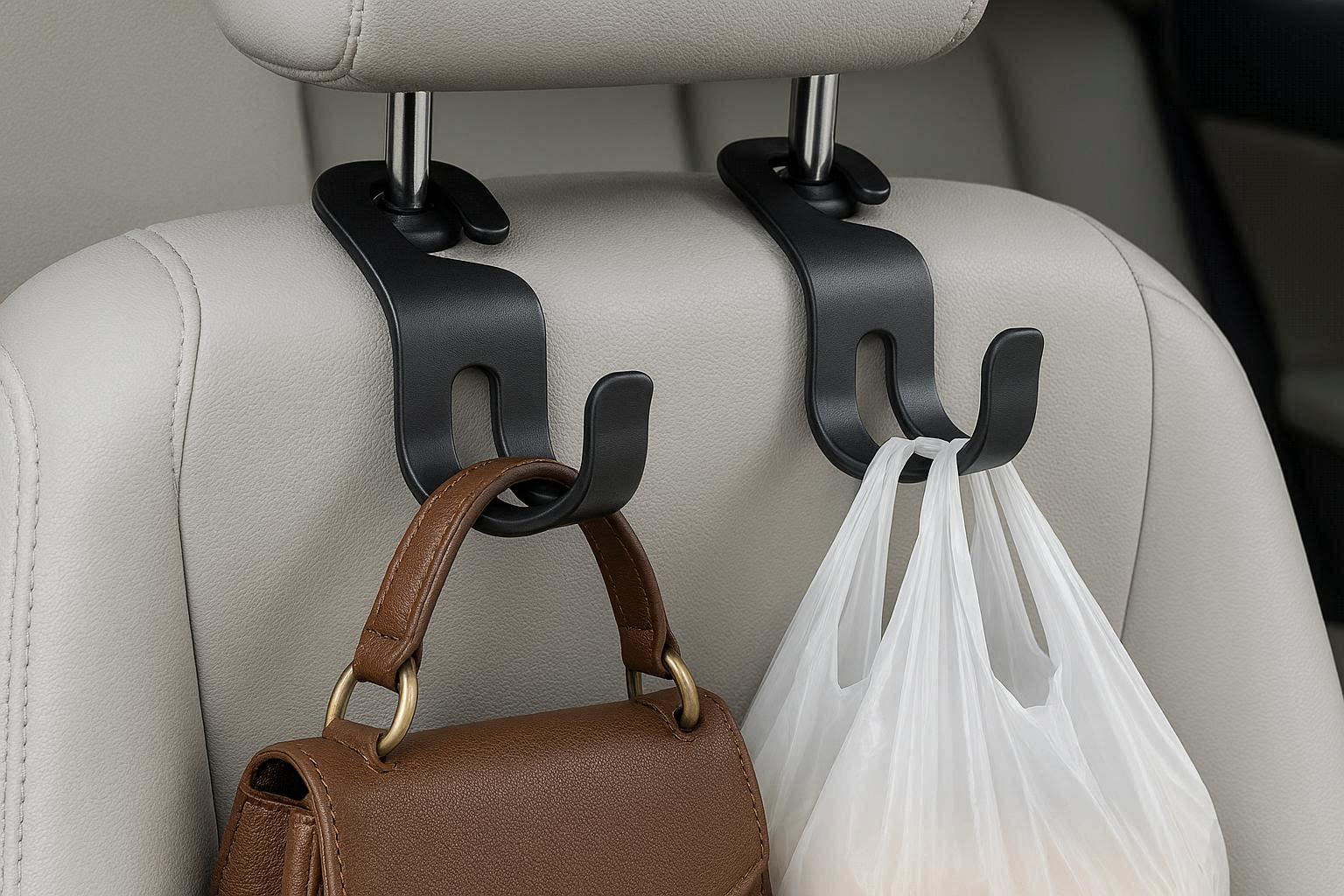 S Shaped Car Seat Hooks Universal Dual Hanger For Front Back Seat Headrest Organizing Handbags Purses Grocery Bags