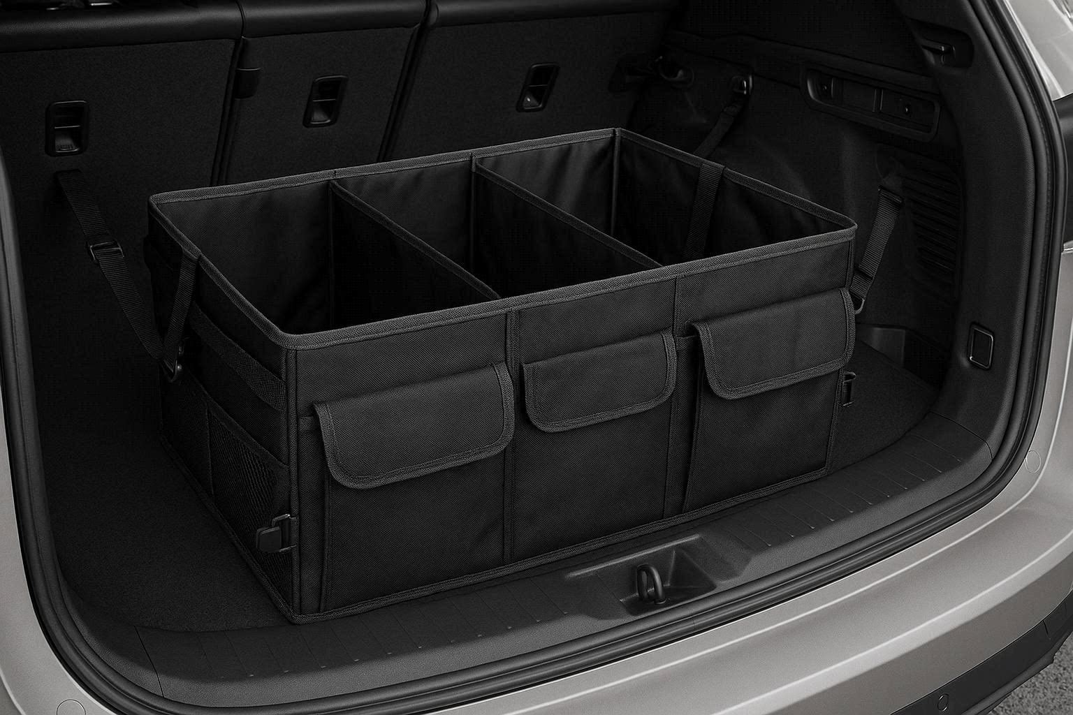 Collapsible Car Trunk Organizer Heavy Duty Cargo Storage Box With Straps For SUV Truck Sedan Vehicle Interior Organization