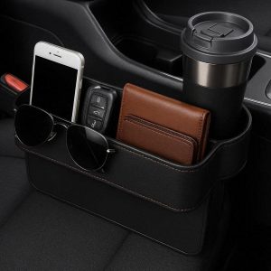 Car Seat Gap Organizer Multifunctional Front Seat Console Storage Box With Cup Holder For Phones Keys Sunglasses Wallets