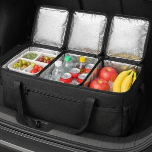 Insulated Car Cooler Organizer Waterproof Trunk Storage Bag Leakproof Food Beverage Cargo Box For Camping Road Trip Travel