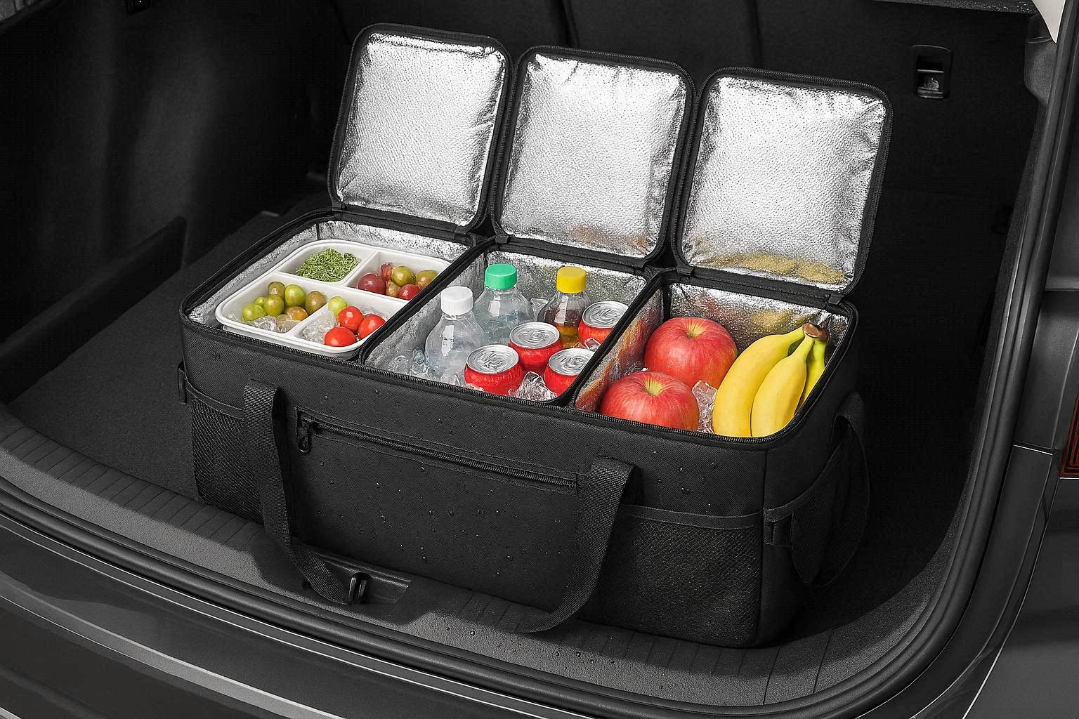 Insulated Car Cooler Organizer Waterproof Trunk Storage Bag Leakproof Food Beverage Cargo Box For Camping Road Trip Travel