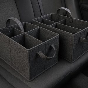 Felt Fabric Car Organizer Bins Collapsible Backseat Storage Box With Handles For Toys Books Magazines Snacks Vehicle Cabin