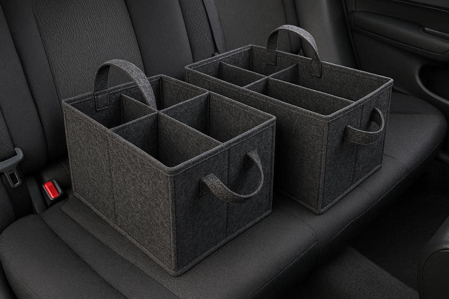 Felt Fabric Car Organizer Bins Collapsible Backseat Storage Box With Handles For Toys Books Magazines Snacks Vehicle Cabin