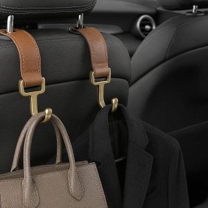 Luxury Leather Car Hooks Universal Auto Back Seat Hanger For Purses Handbags Umbrellas Coats Vehicle Interior Storage Decor