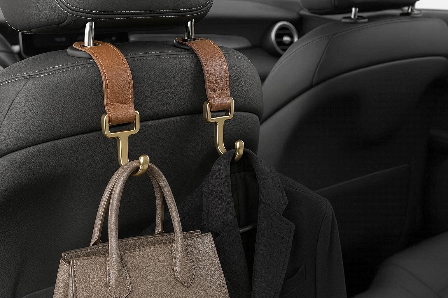 Luxury Leather Car Hooks Universal Auto Back Seat Hanger For Purses Handbags Umbrellas Coats Vehicle Interior Storage Decor