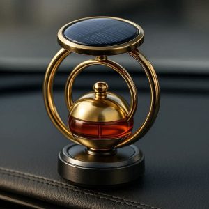 Solar Powered Rotating Car Air Fresheners Double Ring Suspension Aromatherapy Diffuser Luxury Auto Scent Decor Accessory