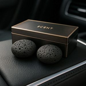Natural Volcanic Stone Car Air Fresheners Aromatherapy Essential Oil Diffuser Luxury Metallic Scent Box For Console