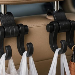 Double Loop Car Seat Hooks Heavy Duty Vehicle Headrest Hanger For Grocery Shopping Bags Purses Umbrellas Storage Organizer