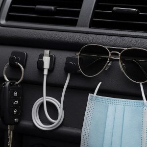 Mini Adhesive Car Hooks Small Sticky Dashboard Hangers For Keys Charging Cables Sunglasses Mask Vehicle Interior Organizer