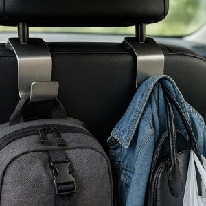 Stainless Steel Car Headrest Hooks Heavy Duty Metal Back Seat Hanger For Heavy Backpacks Coats Purses Grocery Bags